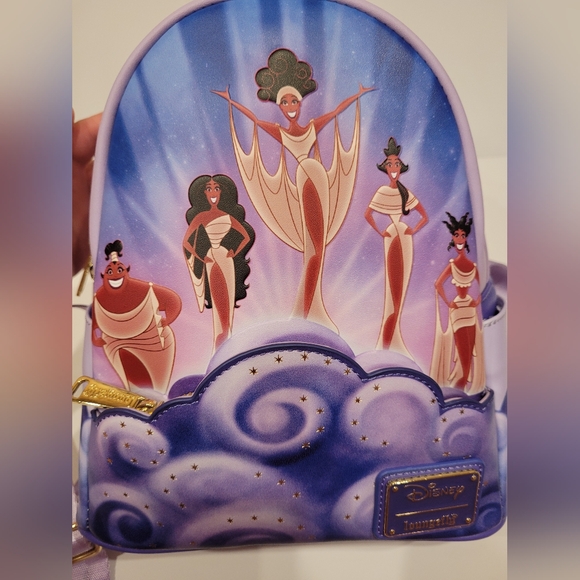 NEW Loungefly Disney Hercules Backpack Purple NWT Muses Clouds - Picture 7 of 10